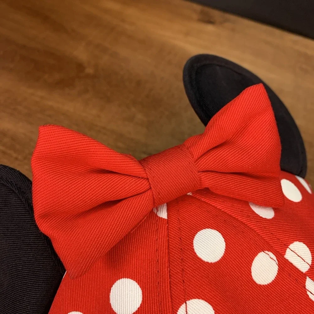 Disney Parks Minnie Mouse Youth Size Girls Ear Polka Dot Bow Cap‎ Hat Disneyland